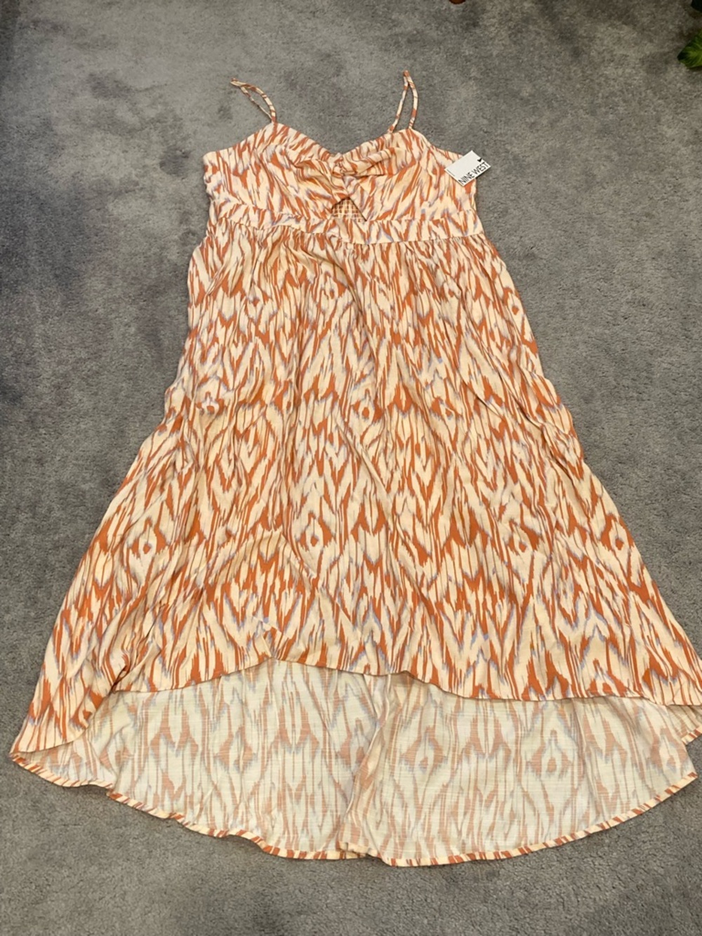Boho Midi Dress Womens Plus Size 0X Orange Brown Sundress Vacation Beach Summer